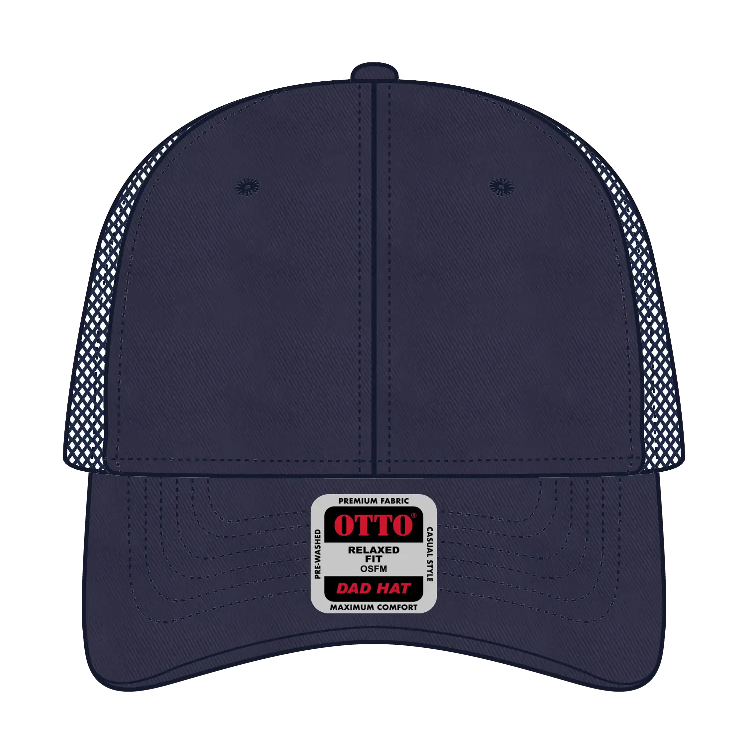 OTTO 121-858 6 Panel Low Profile Mesh Back Trucker Dad Cap - Navy - Navy / 6 1/2’’ - 7 5/8’’