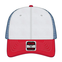 OTTO 121-858 6 Panel Low Profile Mesh Back Trucker Dad Cap - Red/Wht/Ryl - Red/Wht/Ryl / 6 1/2’’ - 7 5/8’’