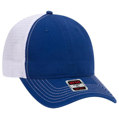 OTTO 121-858 6 Panel Low Profile Mesh Back Trucker Dad Cap - Ryl/Ryl/Wht - Ryl/Ryl/Wht / 6 1/2’’ - 7 5/8’’