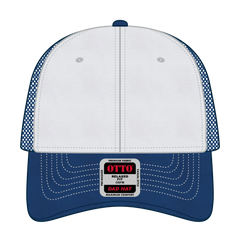 OTTO 121-858 6 Panel Low Profile Mesh Back Trucker Dad Cap - Ryl/Wht/Ryl - Ryl/Wht/Ryl / 6 1/2’’ - 7 5/8’’