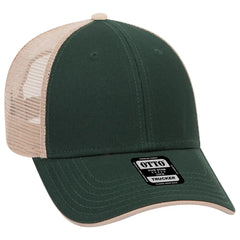 OTTO 122-945 6 Panel Low Profile Mesh Back Trucker Cap - Dk.Grn/Dk.Grn/Kha - Dk.Grn/Dk.Grn/Kha / 6 1/2’’ - 7 5/8’’