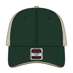 OTTO 122-945 6 Panel Low Profile Mesh Back Trucker Cap - Dk.Grn/Dk.Grn/Kha - Dk.Grn/Dk.Grn/Kha / 6 1/2’’ - 7 5/8’’