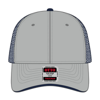 OTTO 122-945 6 Panel Low Profile Mesh Back Trucker Cap - Gry/Gry/Nvy - Gry/Gry/Nvy / 6 1/2’’ - 7 5/8’’