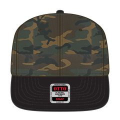 OTTO 125-1038 “Snap” 6 Panel Pro Style Snapback Cap - Blk/Dk.Grn/Brn - Blk/Dk.Grn/Brn / 6 1/2’’ - 7 5/8’’