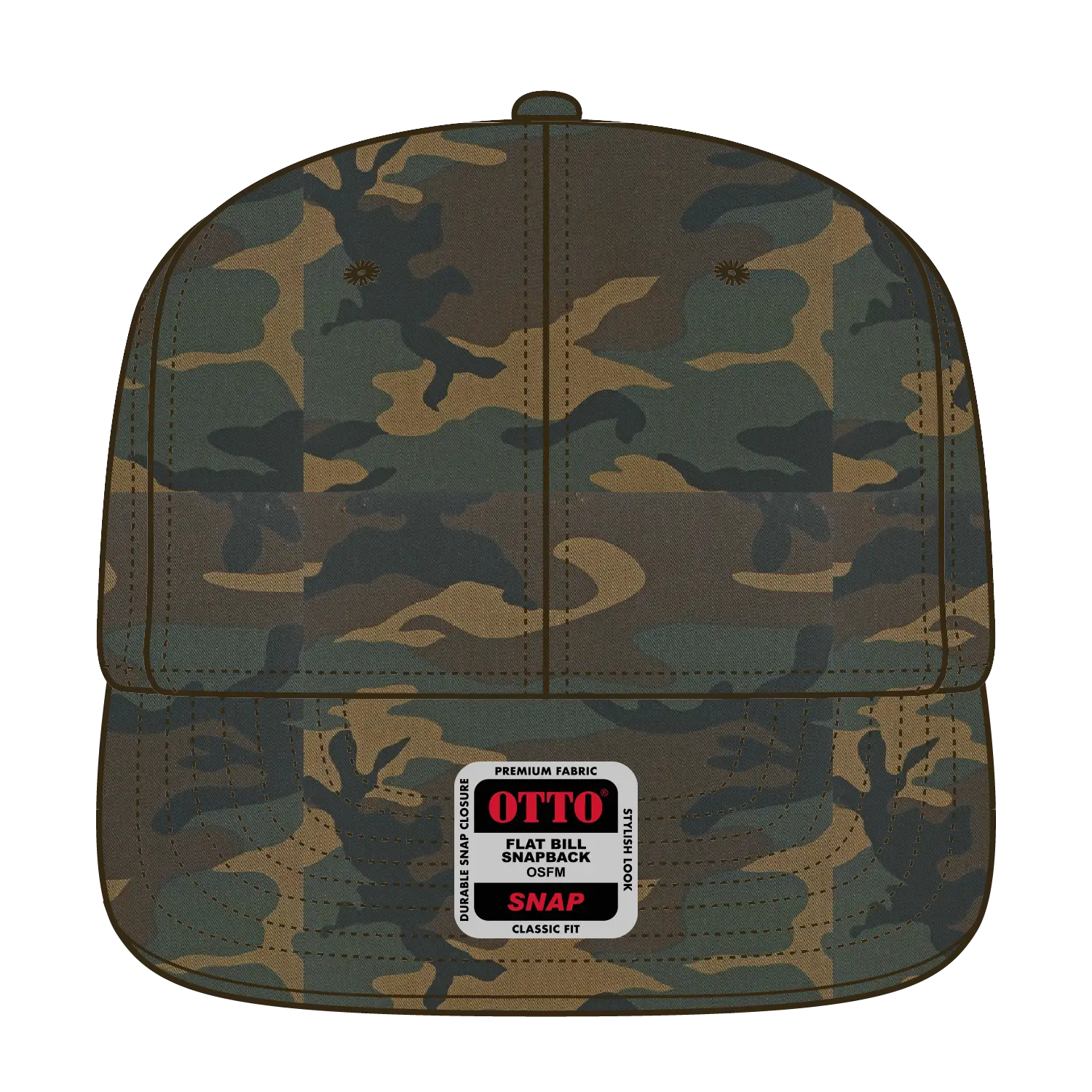 OTTO 125-1038 “Snap” 6 Panel Pro Style Snapback Cap - Dk.Grn/Brn - Dk.Grn/Brn / 6 1/2’’ - 7 5/8’’