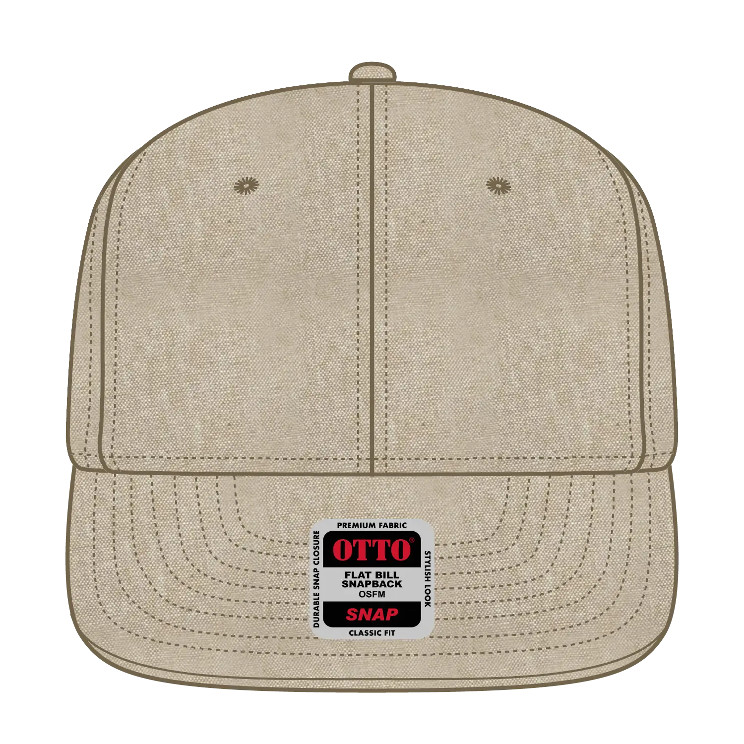 OTTO 125-1038 “Snap” 6 Panel Pro Style Snapback Cap - Khk - Khk / 6 1/2’’ - 7 5/8’’