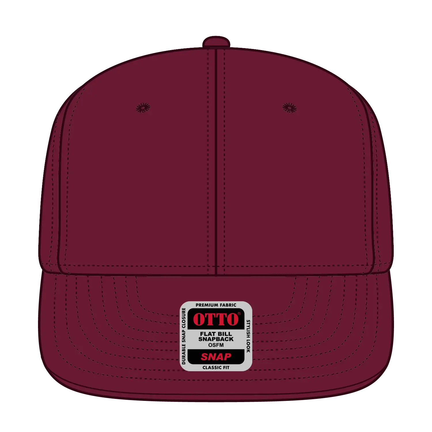 OTTO 125-978 ’OTTO Snap’ 6 Panel Pro Style Snapback Cap - Burg. Marn - Burg. Marn / 6 1/2’’ - 7 5/8’’