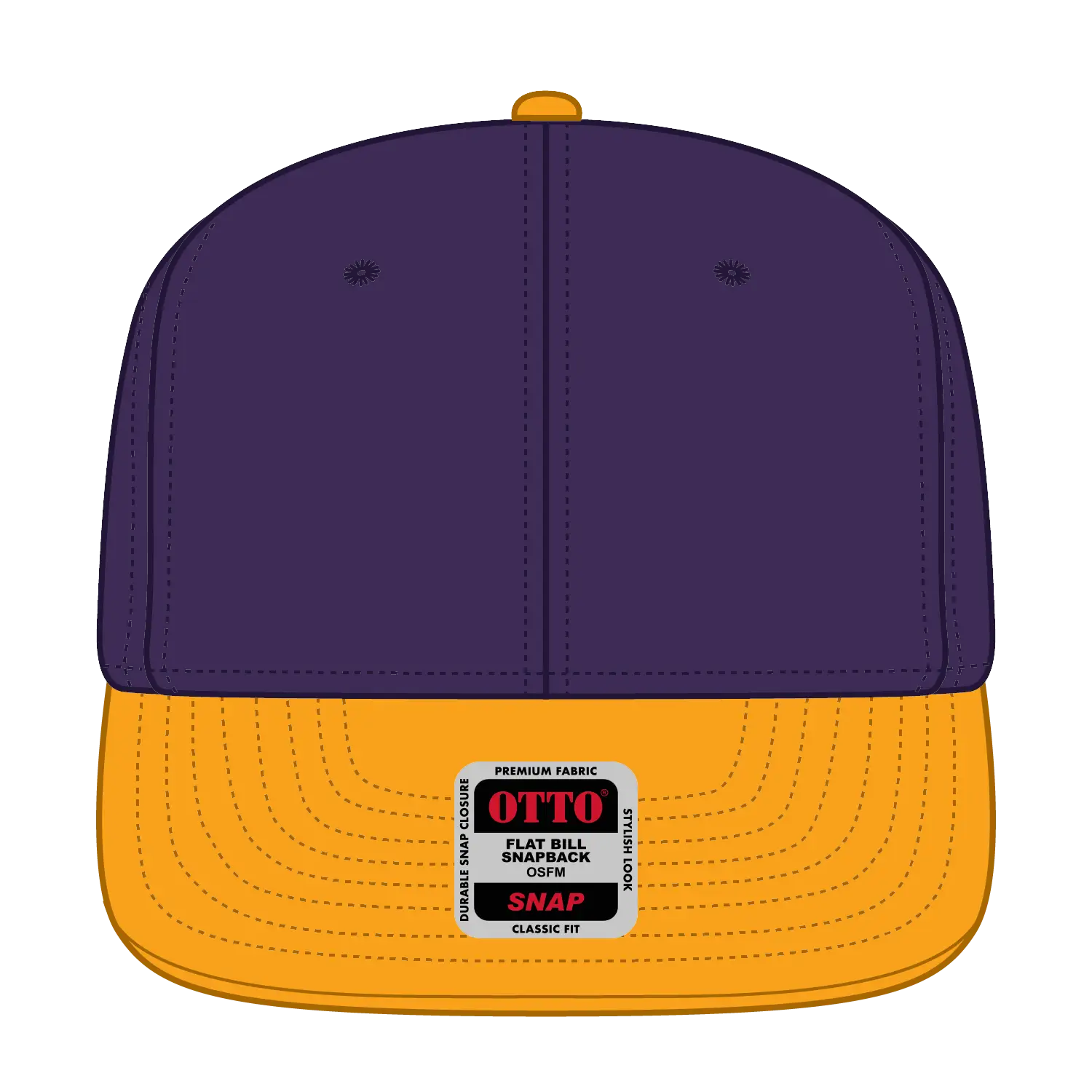 OTTO 125-978 ’OTTO Snap’ 6 Panel Pro Style Snapback Cap - Gld/Pur/Pur - Gld/Pur/Pur / 6 1/2’’ - 7 5/8’’