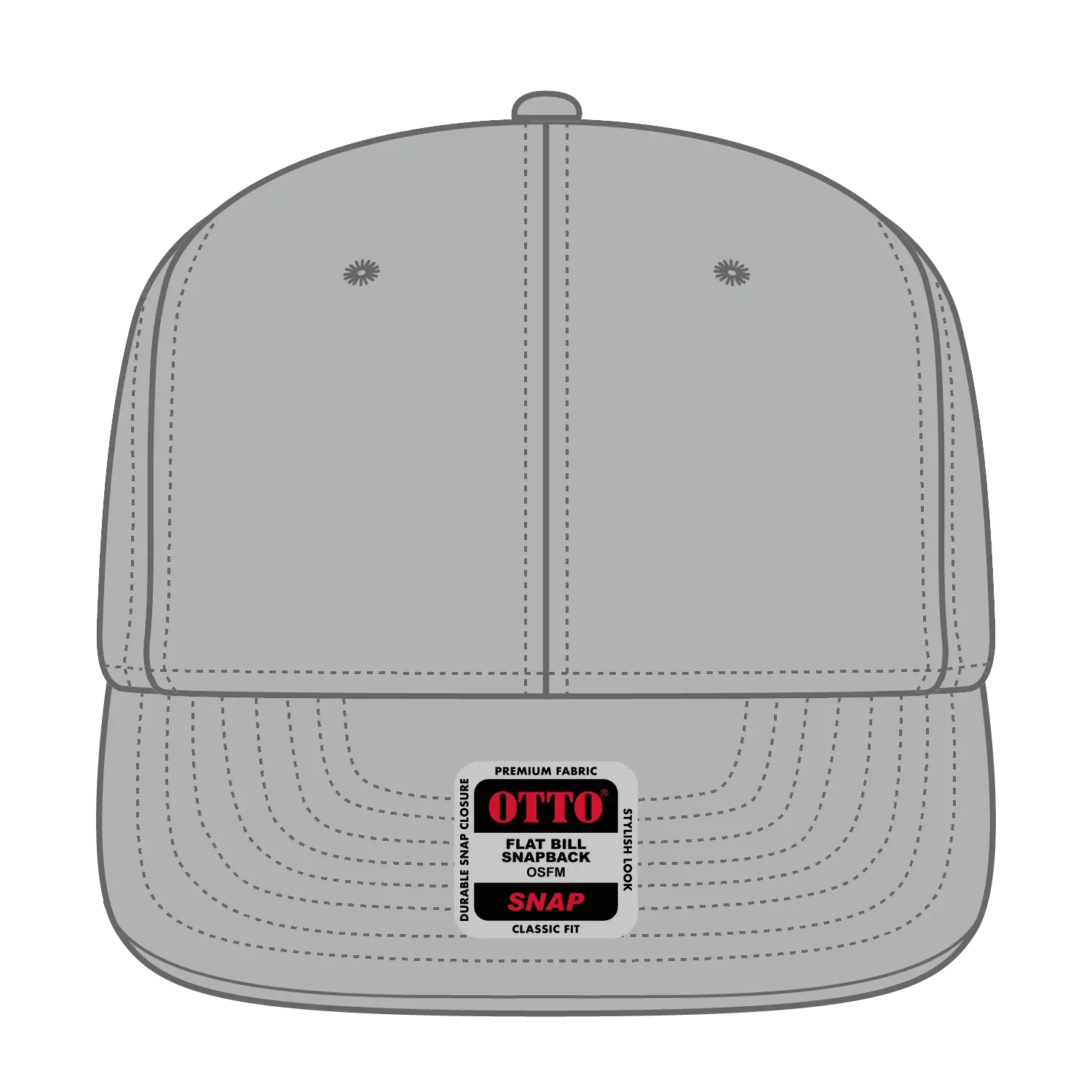OTTO 125-978 ’OTTO Snap’ 6 Panel Pro Style Snapback Cap - Gray - Gray / 6 1/2’’ - 7 5/8’’
