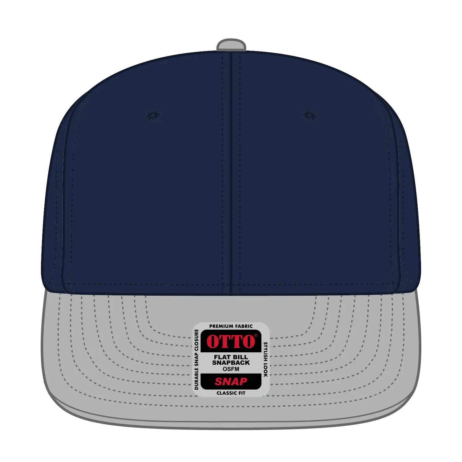OTTO 125-978 ’OTTO Snap’ 6 Panel Pro Style Snapback Cap - Gry/Nvy/Nvy - Gry/Nvy/Nvy / 6 1/2’’ - 7 5/8’’