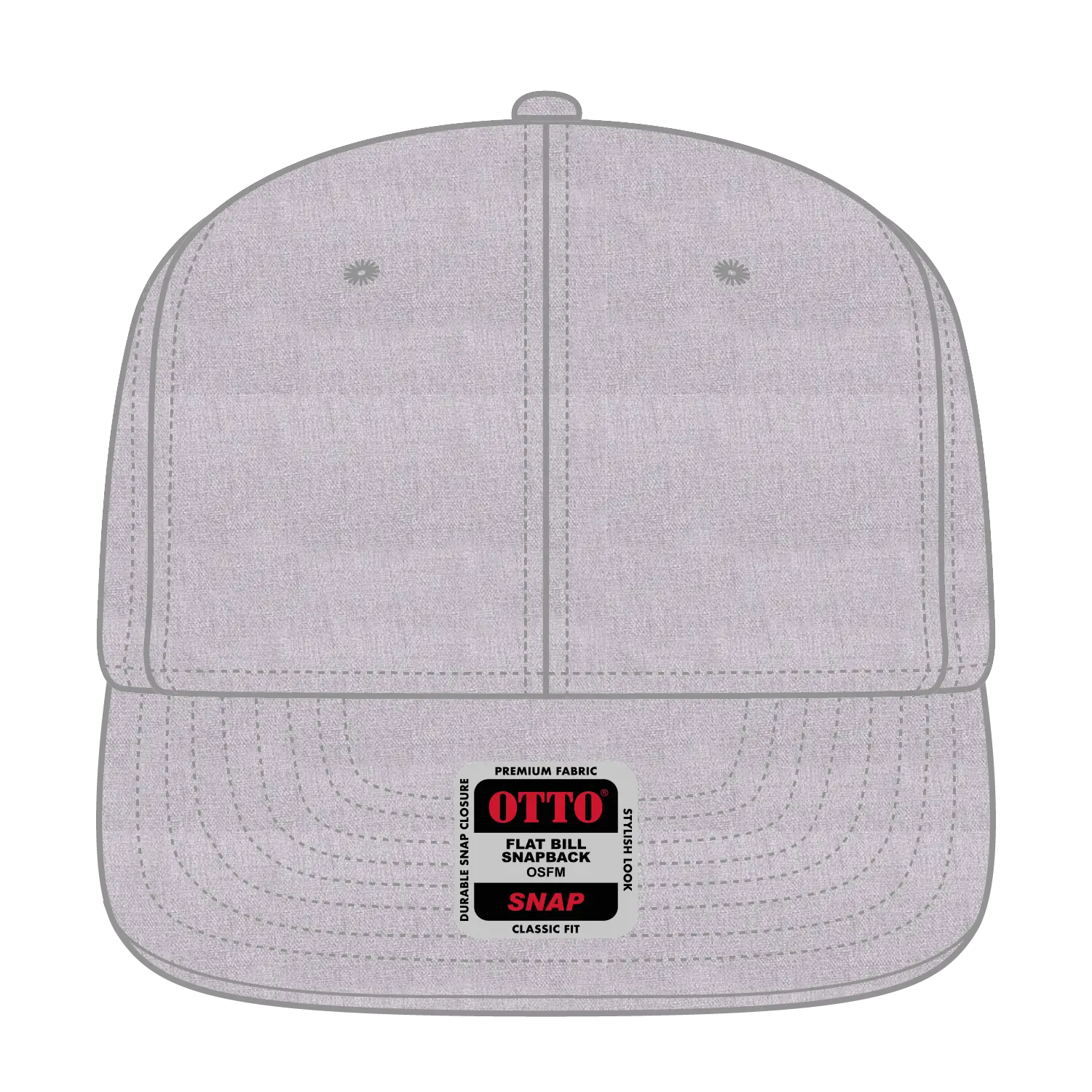 OTTO 125-978 ’OTTO Snap’ 6 Panel Pro Style Snapback Cap - Heath. Gray - Heath. Gray / 6 1/2’’ - 7 5/8’’