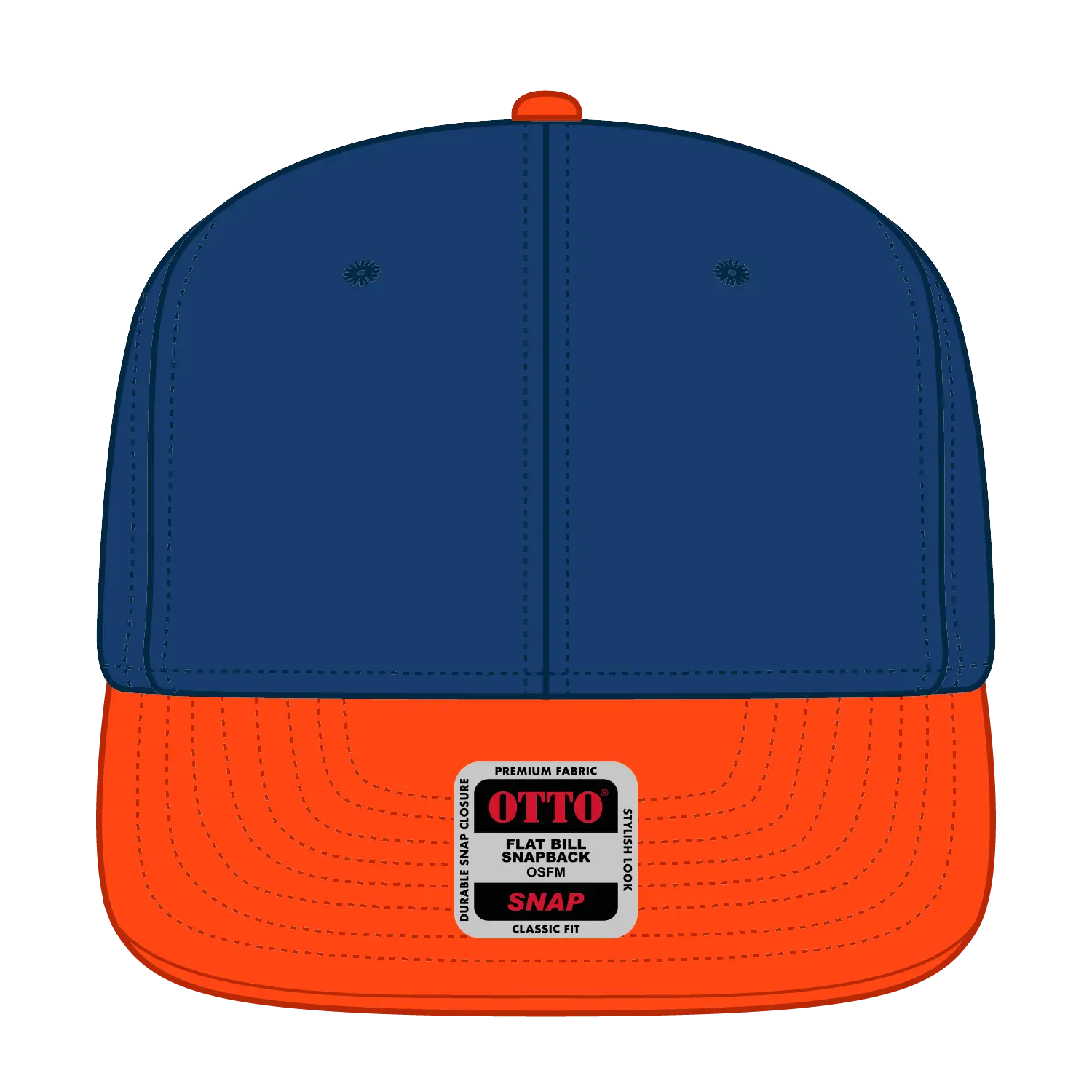 OTTO 125-978 ’OTTO Snap’ 6 Panel Pro Style Snapback Cap - Org/Ryl/Ryl - Org/Ryl/Ryl / 6 1/2’’ - 7 5/8’’