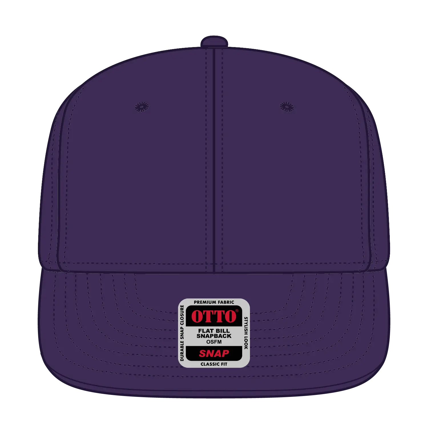 OTTO 125-978 ’OTTO Snap’ 6 Panel Pro Style Snapback Cap - Purple - Purple / 6 1/2’’ - 7 5/8’’