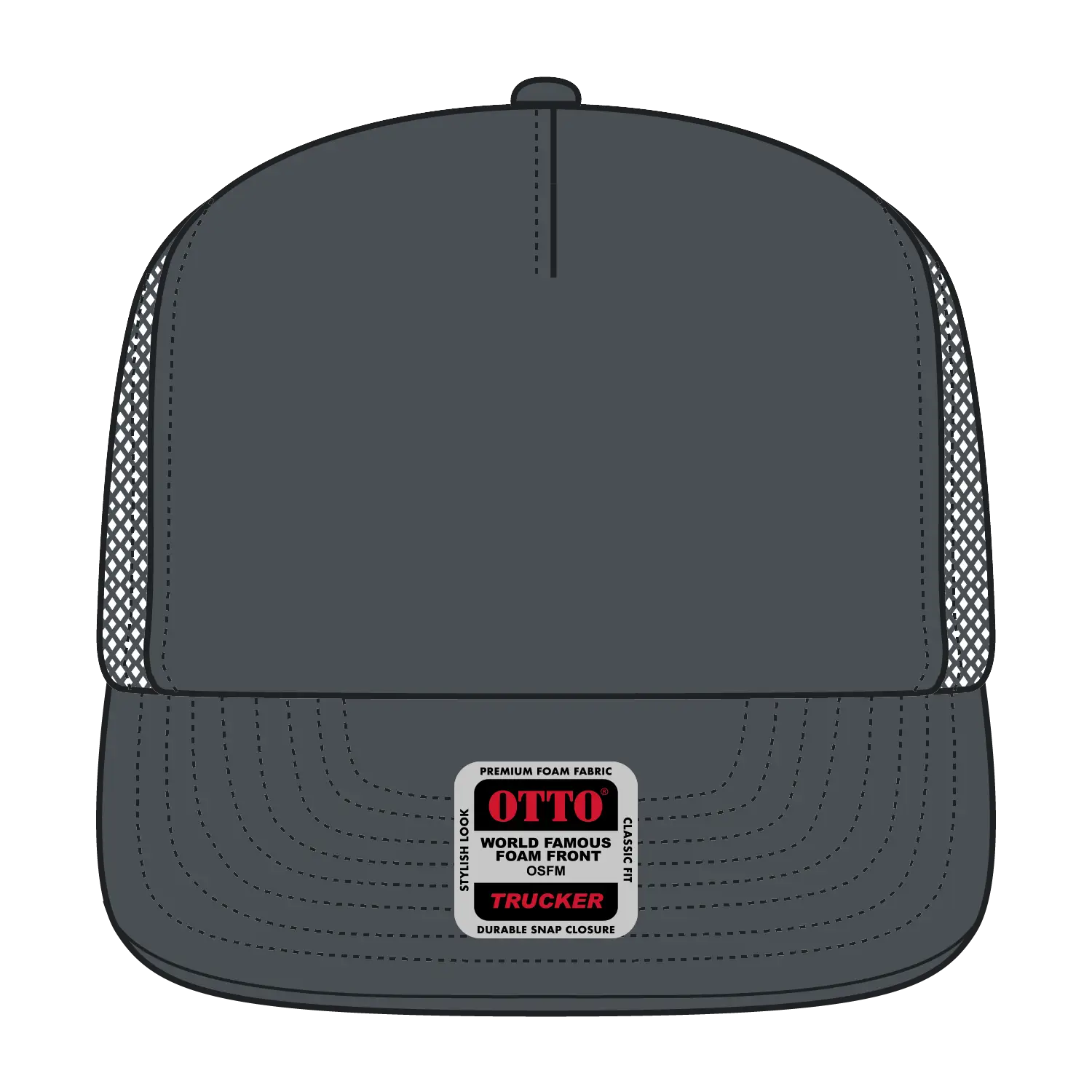 OTTO 132-1037 ’OTTO Snap’ 5 Panel High Crown Mesh Back Trucker Snapback Cap - Char. Gray - Char. Gray / 6 1/2’’ - 7