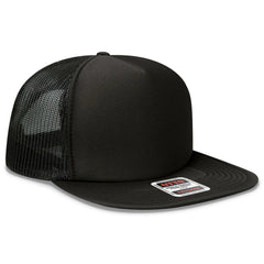 OTTO 132-1037 ’OTTO Snap’ 5 Panel High Crown Mesh Back Trucker Snapback Cap - Black - Black / 6 1/2’’ - 7 5/8’’