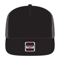 OTTO 132-1037 ’OTTO Snap’ 5 Panel High Crown Mesh Back Trucker Snapback Cap - Black - Black / 6 1/2’’ - 7 5/8’’
