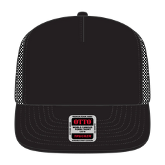 OTTO 132-1037 ’OTTO Snap’ 5 Panel High Crown Mesh Back Trucker Snapback Cap - Black - Black / 6 1/2’’ - 7 5/8’’