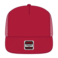 OTTO 132-1037 ’OTTO Snap’ 5 Panel High Crown Mesh Back Trucker Snapback Cap - Red - Red / 6 1/2’’ - 7 5/8’’