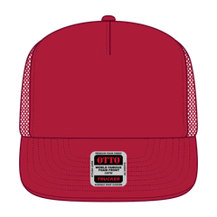 OTTO 132-1037 ’OTTO Snap’ 5 Panel High Crown Mesh Back Trucker Snapback Cap - Red - Red / 6 1/2’’ - 7 5/8’’