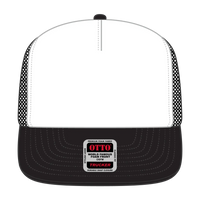 OTTO 132-1037 ’OTTO Snap’ 5 Panel High Crown Mesh Back Trucker Snapback Cap - Blk/Wht/Blk - Blk/Wht/Blk / 6 1/2’’ - 7