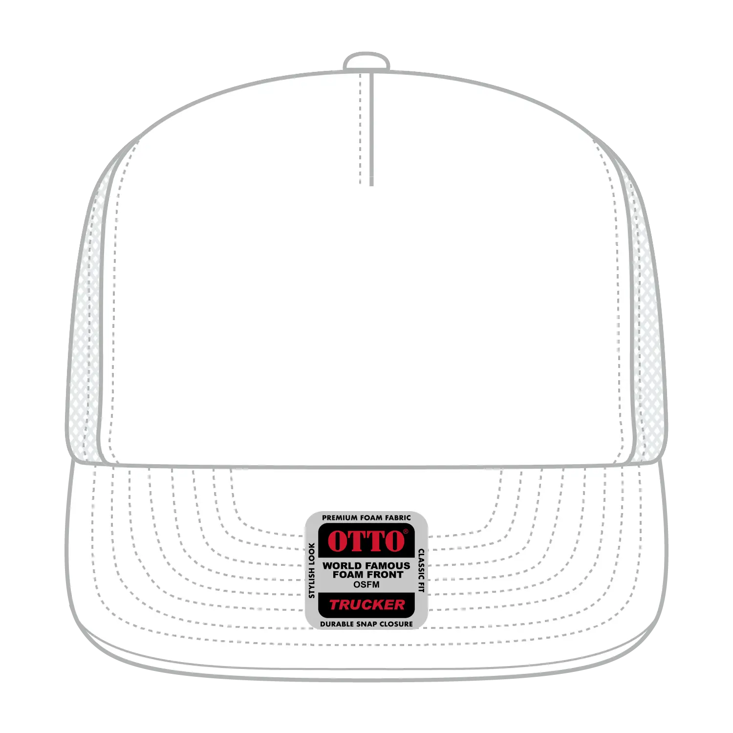 OTTO 132-1037 ’OTTO Snap’ 5 Panel High Crown Mesh Back Trucker Snapback Cap - White - White / 6 1/2’’ - 7 5/8’’