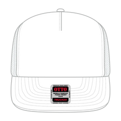 OTTO 132-1037 ’OTTO Snap’ 5 Panel High Crown Mesh Back Trucker Snapback Cap - White - White / 6 1/2’’ - 7 5/8’’
