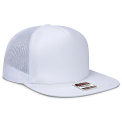 OTTO 132-1037 ’OTTO Snap’ 5 Panel High Crown Mesh Back Trucker Snapback Cap - White - White / 6 1/2’’ - 7 5/8’’