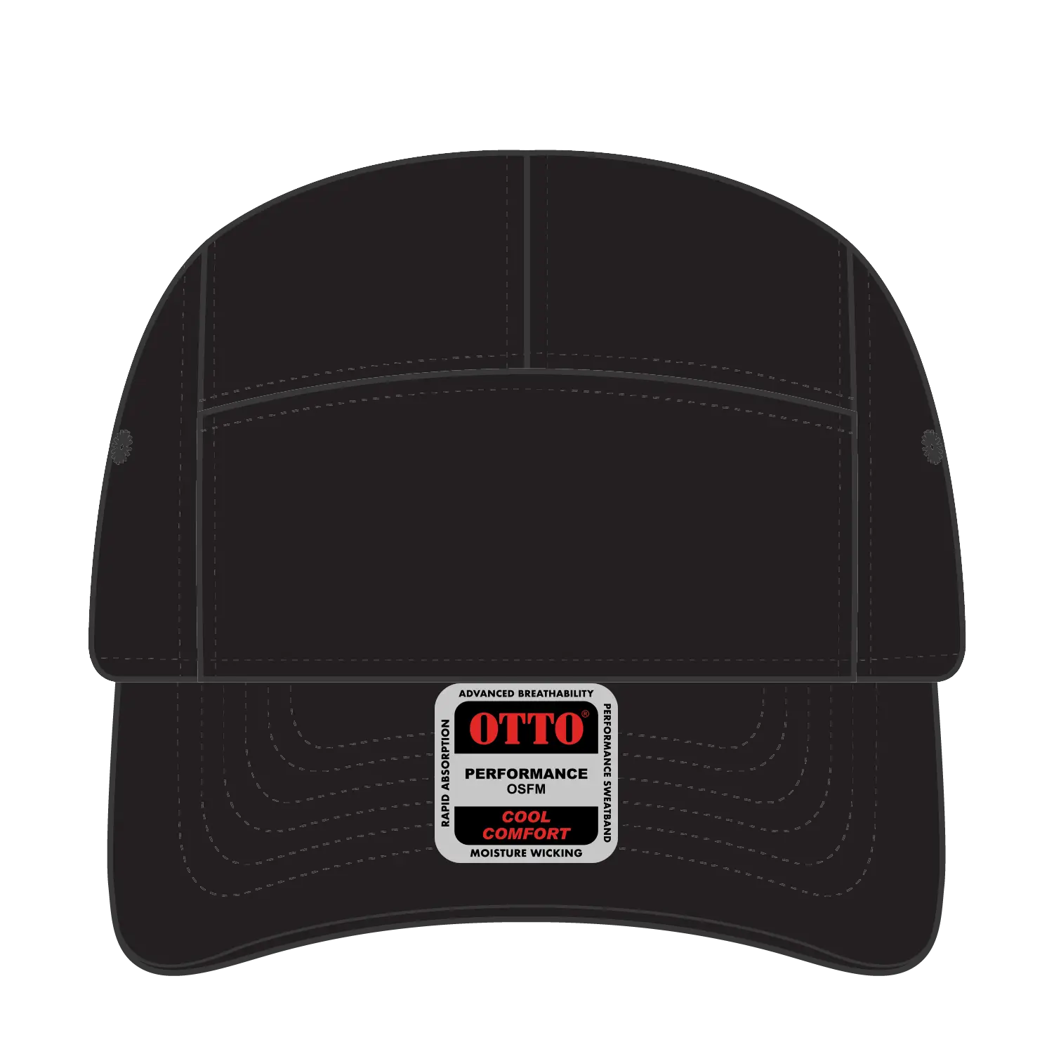 OTTO 133-1047 5 Panel Running Cap - Black - Black / 6 1/2’’ - 7 5/8’’