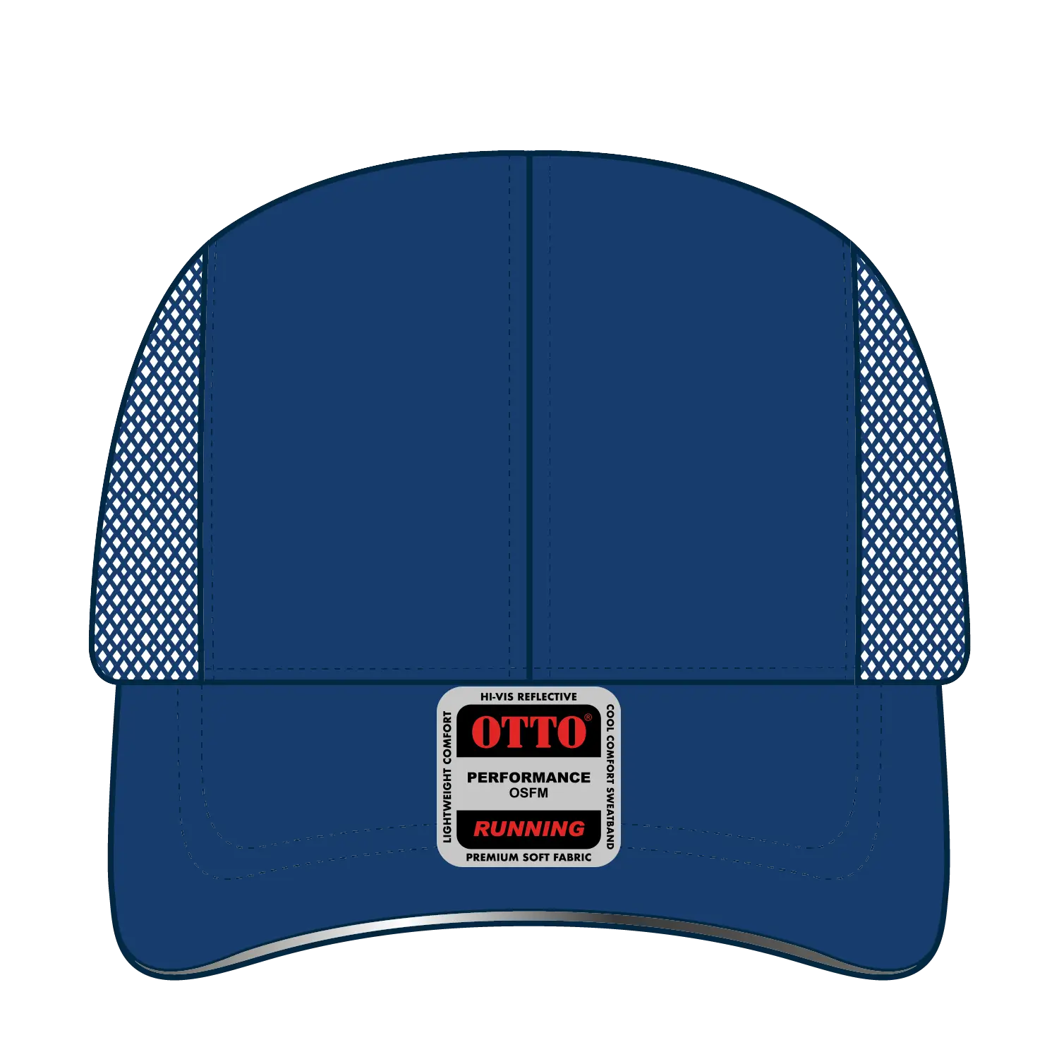 OTTO 133-1240 Reflective 6 Panel Running Cap - Royal - Royal / 6 1/2’’ - 7 5/8’’