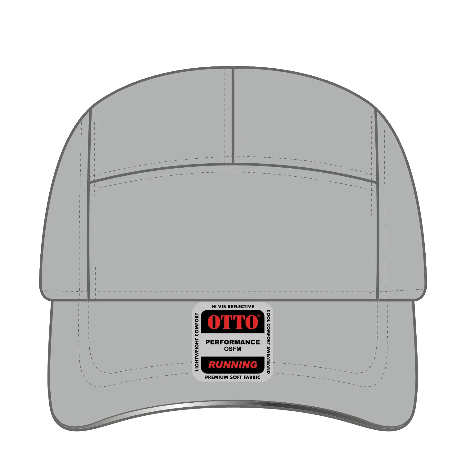 OTTO 133-1252 Reflective 5 Panel Running Cap - Gray - Gray / 6 1/2’’ - 7 5/8’’