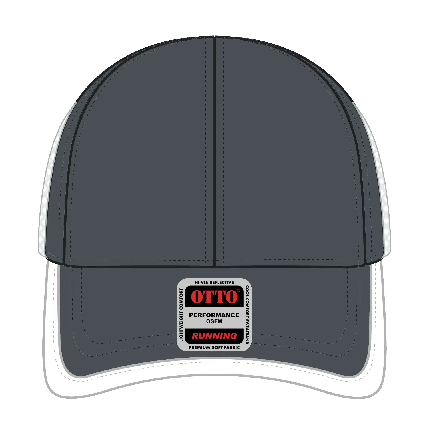 OTTO 133-1254 Upf 50+ 6 Panel Running Cap - Ch.Gry/Wht - Ch.Gry/Wht / 6 1/2’’ - 7 5/8’’