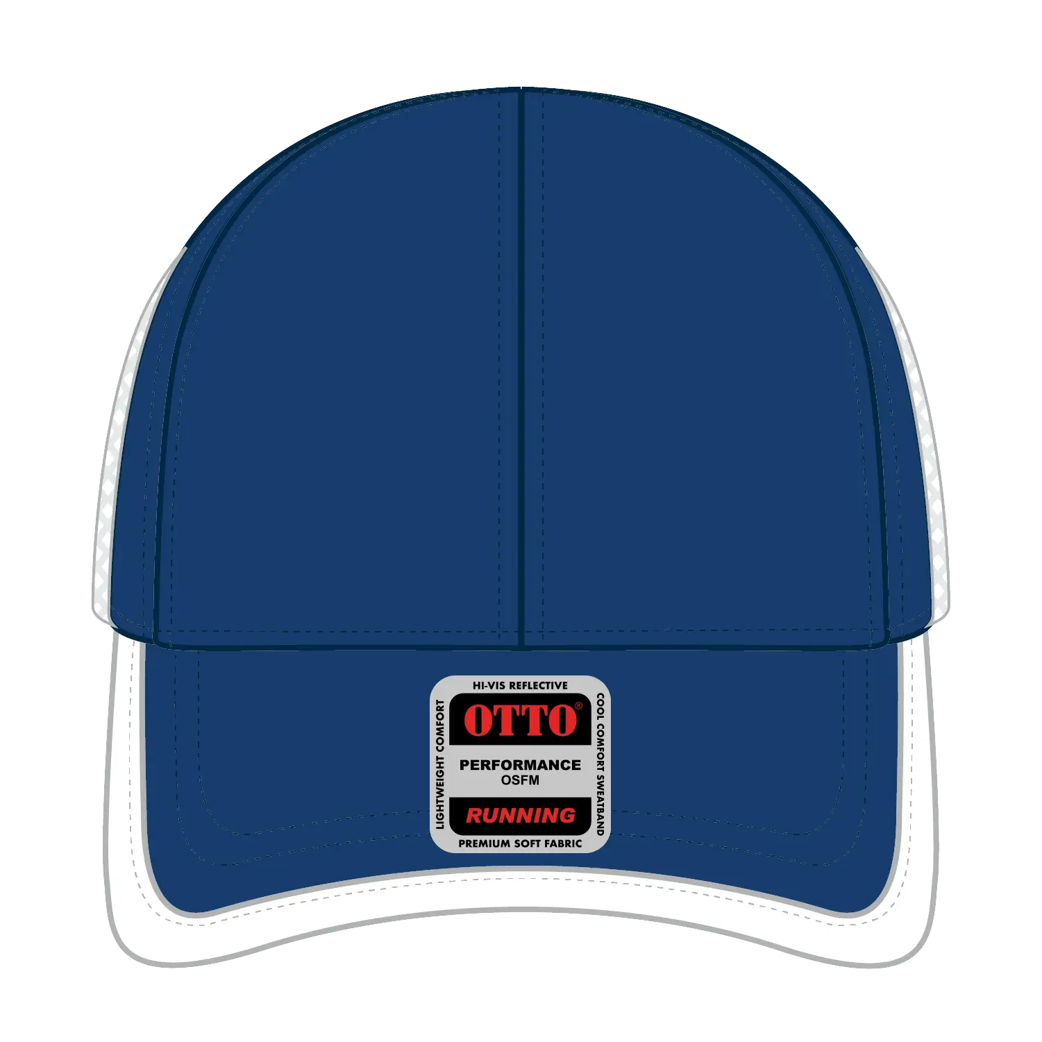 OTTO 133-1254 Upf 50+ 6 Panel Running Cap - Ryl/Wht - Ryl/Wht / 6 1/2’’ - 7 5/8’’