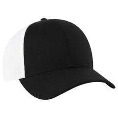 OTTO 135-1 ’OTTO Flex’ Fitted 6 Panel Low Profile Mesh Back Trucker Cap - Blk/Wht