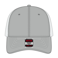 OTTO 135-1 ’OTTO Flex’ Fitted 6 Panel Low Profile Mesh Back Trucker Cap - Gry/Wht - Gry/Wht / 7 3/8’’ - 7 5/8’’