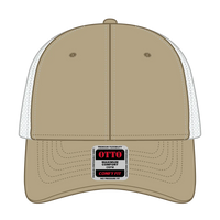 OTTO 135-1 ’OTTO Flex’ Fitted 6 Panel Low Profile Mesh Back Trucker Cap - Kha/Wht - Kha/Wht / 7 3/8’’ - 7 5/8’’