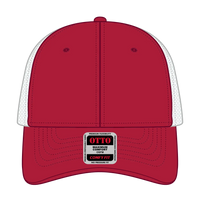 OTTO 135-1 ’OTTO Flex’ Fitted 6 Panel Low Profile Mesh Back Trucker Cap - Red/Wht - Red/Wht / 7 3/8’’ - 7 5/8’’
