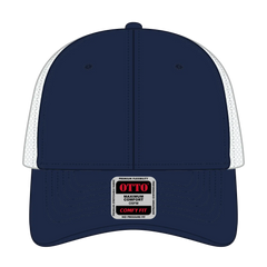OTTO 135-1 ’OTTO Flex’ Fitted 6 Panel Low Profile Mesh Back Trucker Cap - Nvy/Wht - Nvy/Wht / 7 3/8’’ - 7 5/8’’