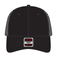 OTTO 135-1 ’OTTO Flex’ Fitted 6 Panel Low Profile Mesh Back Trucker Cap - Black - Black / 7 3/8’’ - 7 5/8’’