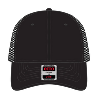 OTTO 135-1230 ’OTTO Flex’ Fitted 6 Panel Low Profile Mesh Back Trucker Cap - Black - Black / 7 3/8’’ - 7 5/8’