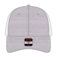 OTTO 135-1230 ’OTTO Flex’ Fitted 6 Panel Low Profile Mesh Back Trucker Cap - Ht.Gry/Wht - Ht.Gry/Wht / 7’’ - 7 1/4’’