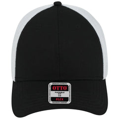 OTTO 135-1230 ’OTTO Flex’ Fitted 6 Panel Low Profile Mesh Back Trucker Cap - Blk/Blk/Wht