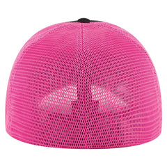 OTTO 135-2 ’OTTO Flex’ Fitted 6 Panel Low Profile Mesh Back Trucker Cap - Blk/Blk/N.Pnk