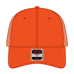 OTTO 135-2 ’OTTO Flex’ Fitted 6 Panel Low Profile Mesh Back Trucker Cap - N. Orange - N. Orange / 7 3/8’’ - 7 5/8’’