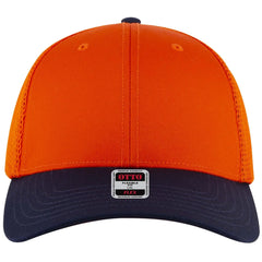OTTO 135-2 ’OTTO Flex’ Fitted 6 Panel Low Profile Mesh Back Trucker Cap - Nvy/Org/Org