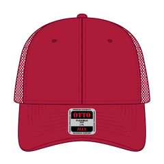 OTTO 135-2 ’OTTO Flex’ Fitted 6 Panel Low Profile Mesh Back Trucker Cap - Red - Red / 7 3/8’’ - 7 5/8’’