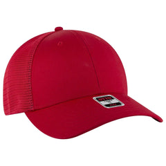 OTTO 135-2 ’OTTO Flex’ Fitted 6 Panel Low Profile Mesh Back Trucker Cap - Red