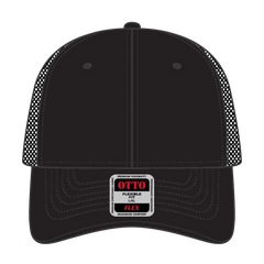 OTTO 135-2 ’OTTO Flex’ Fitted 6 Panel Low Profile Mesh Back Trucker Cap - Black - Black / 7 3/8’’ - 7 5/8’’