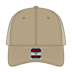 OTTO 135-2 ’OTTO Flex’ Fitted 6 Panel Low Profile Mesh Back Trucker Cap - Khaki - Khaki / 7 3/8’’ - 7 5/8’’