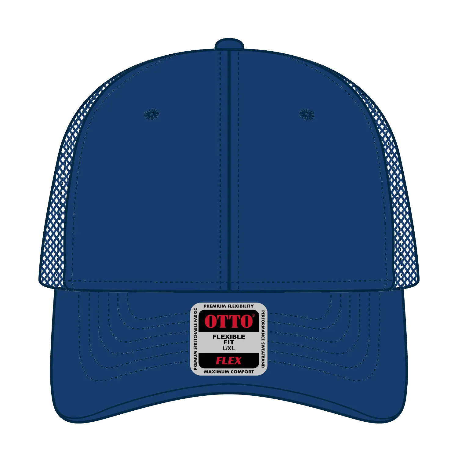 OTTO 135-2 ’OTTO Flex’ Fitted 6 Panel Low Profile Mesh Back Trucker Cap - Royal - Royal / 7 3/8’’ - 7 5/8’’