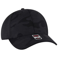 OTTO 135-2 ’OTTO Flex’ Fitted 6 Panel Low Profile Mesh Back Trucker Cap - Blk/Ch.Gry/Blk